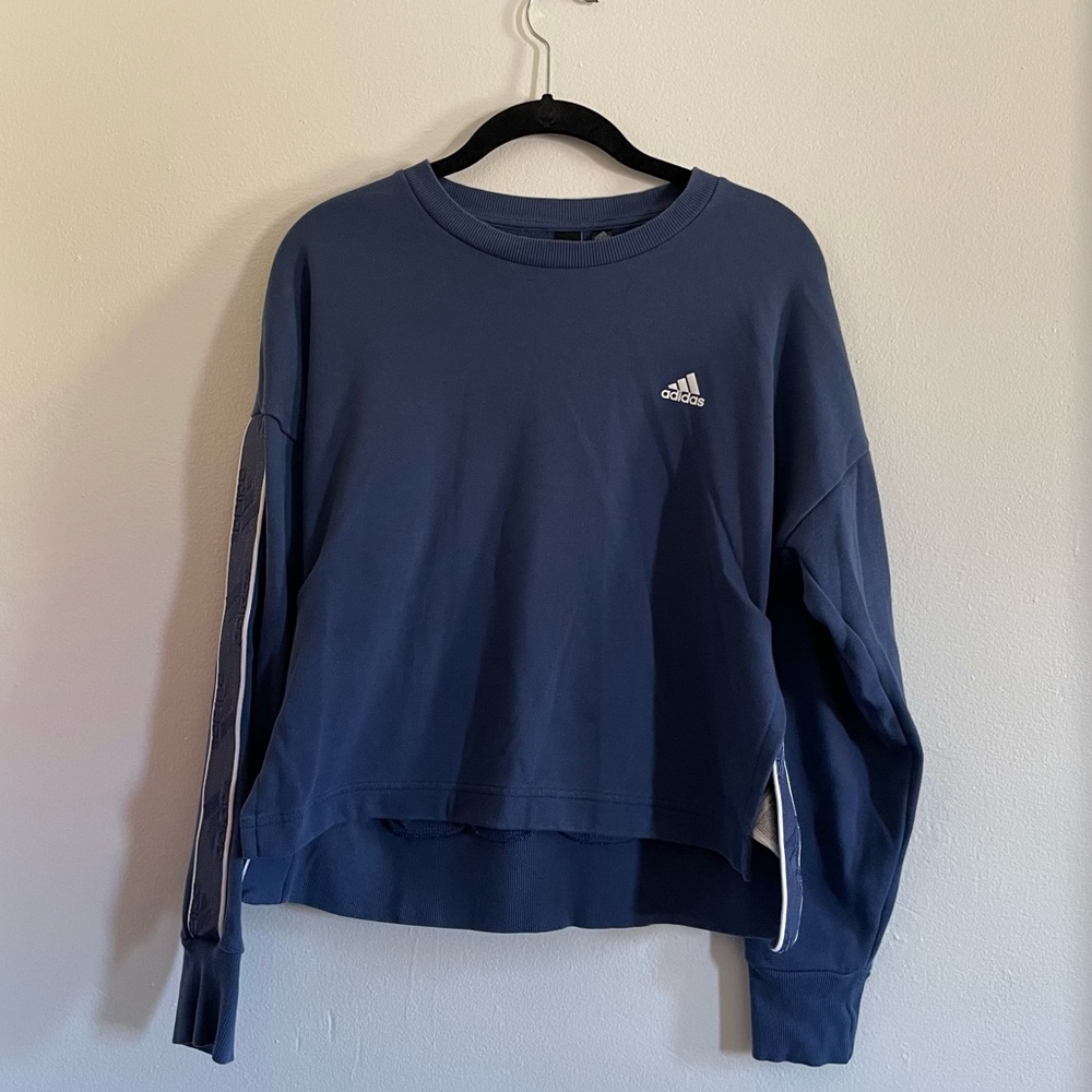 Adidas Navy Blue Cropped Crew Neck with side slits